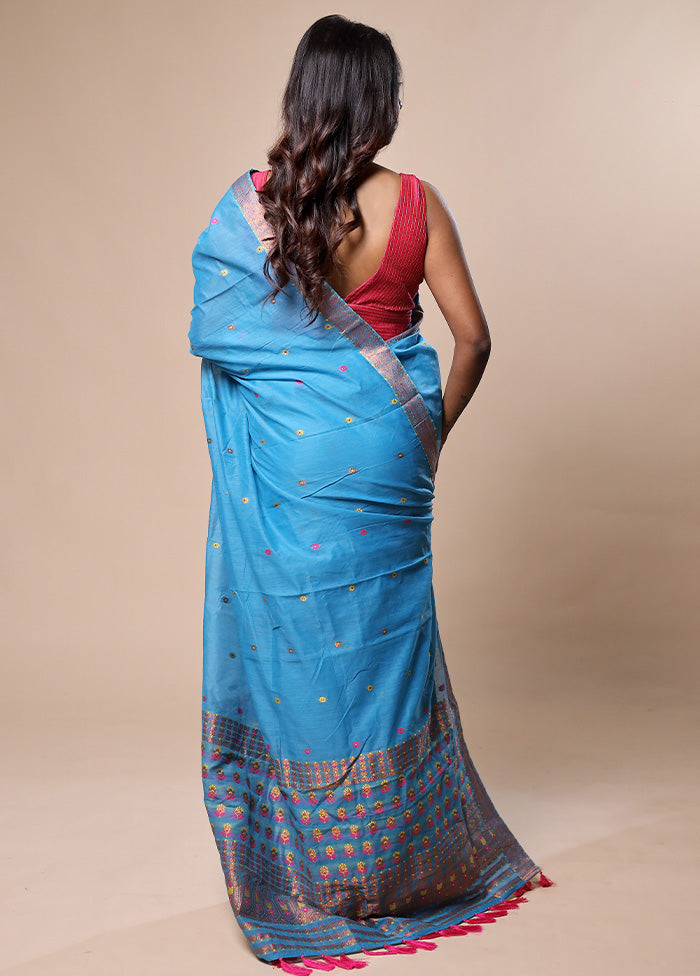 Blue Assam Silk Saree With Blouse Piece Buy Cheap Visit New