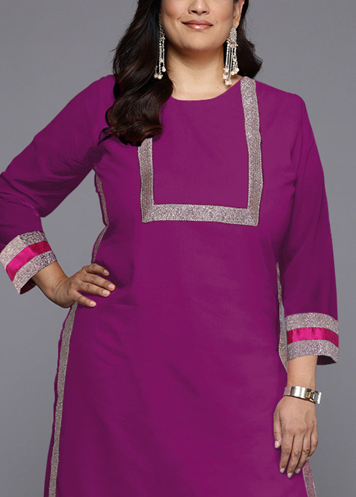 2 Pc Purple Readymade Silk Kurti Set Clearance Cost