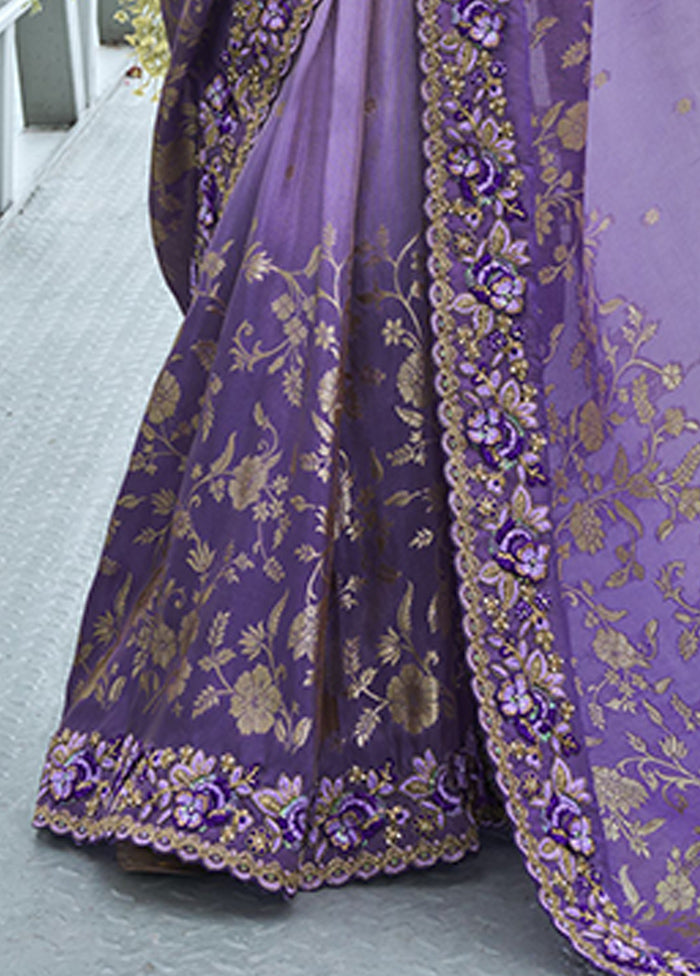 Purple Spun Pure Silk Saree With Blouse Piece Best Place To Buy