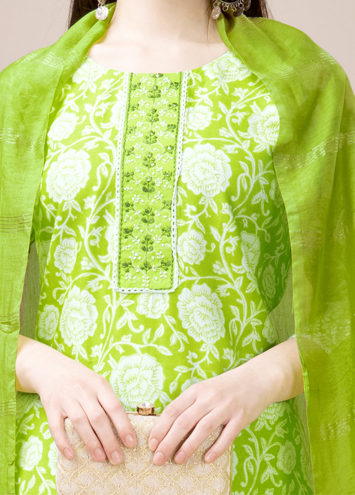 3 Pc Parrot Green Readymade Rayon Suit Set Cheap Websites