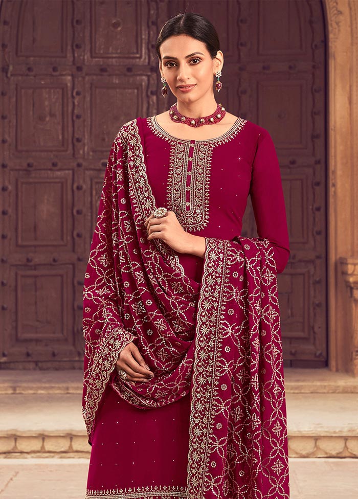 3 Pc Rani Semi Stitched Georgette Suit Set Sale Cheap Pices