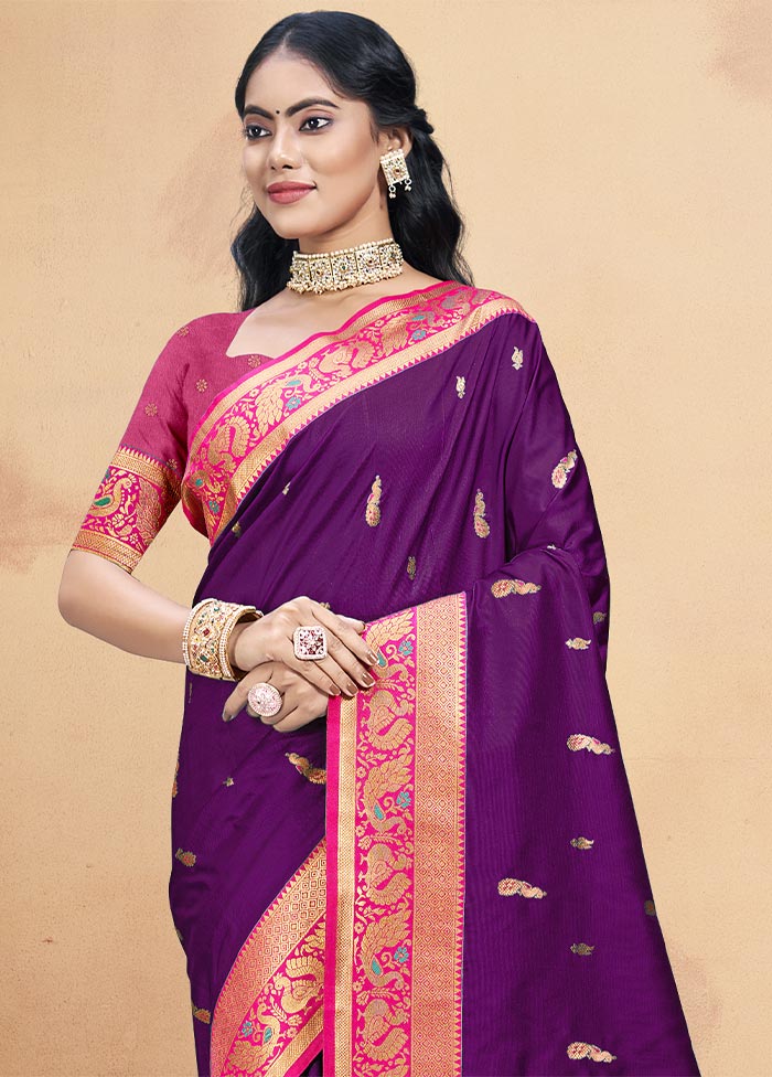 Wine Dupion Silk Saree With Blouse Piece Sale Genuine