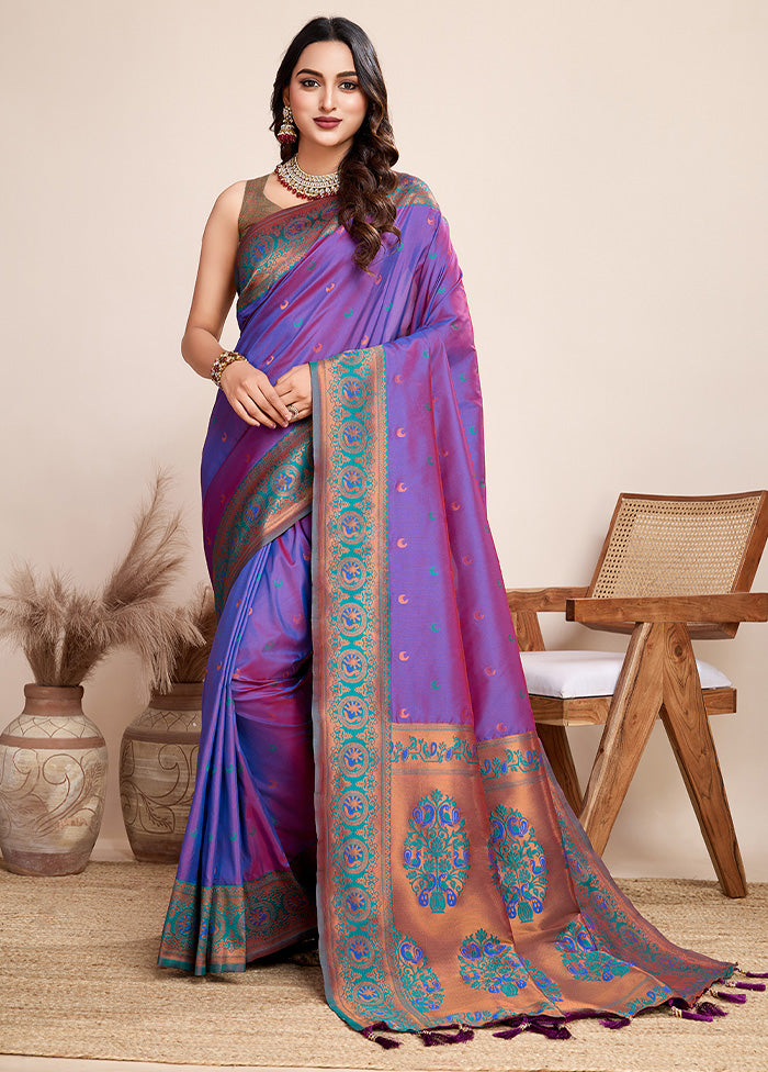 Voilet Spun Silk Saree With Blouse Piece How Much Sale Online