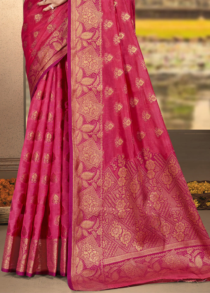 Pink Spun Silk Saree With Blouse Piece Cheap Sale Shop For