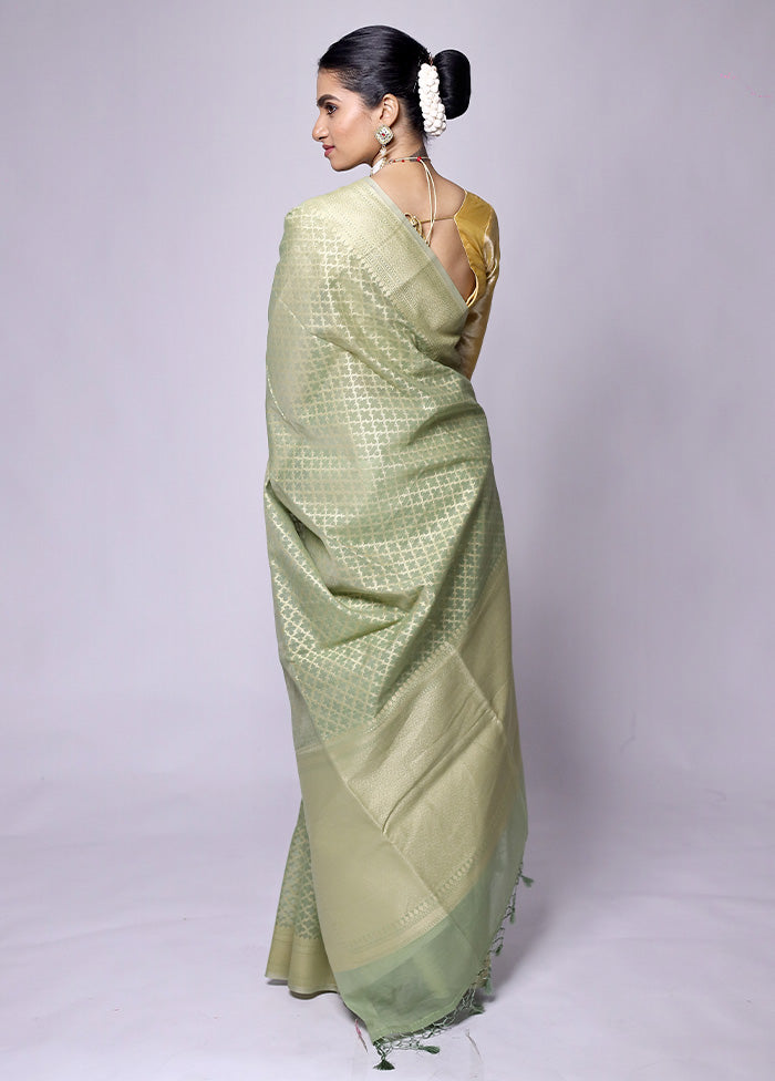 Green Kora Silk Saree With Blouse Piece Sale Manchester