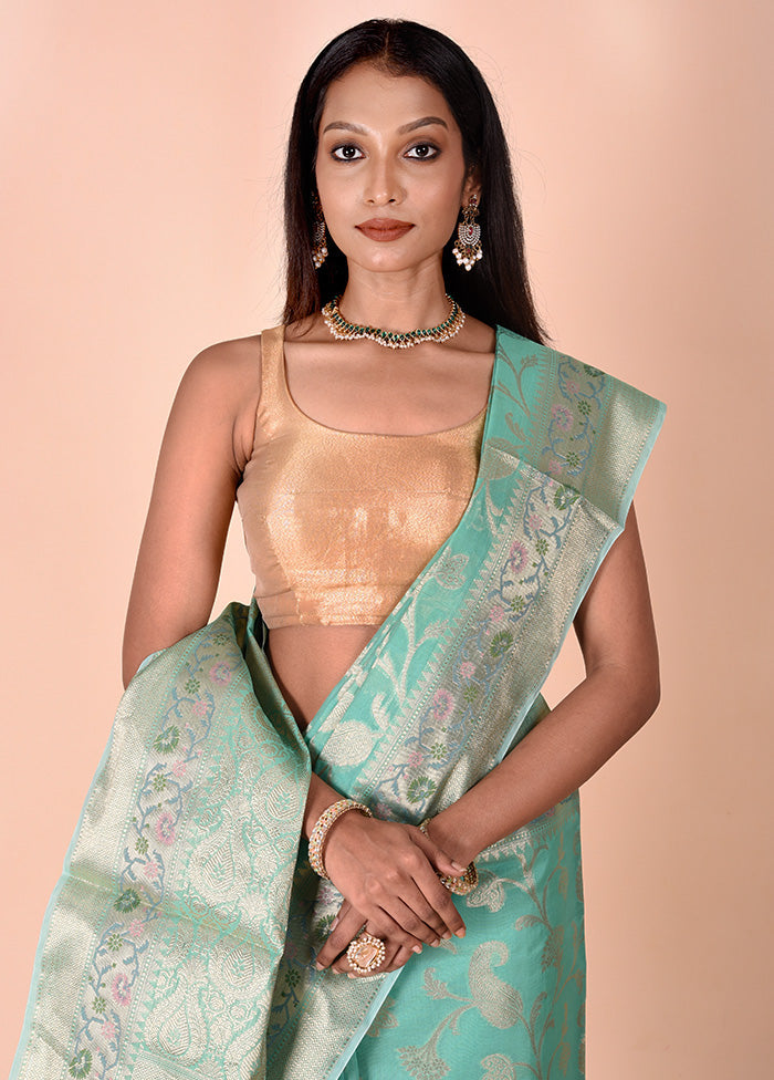 Green Kota Cotton Saree With Blouse Piece Free Shipping Online