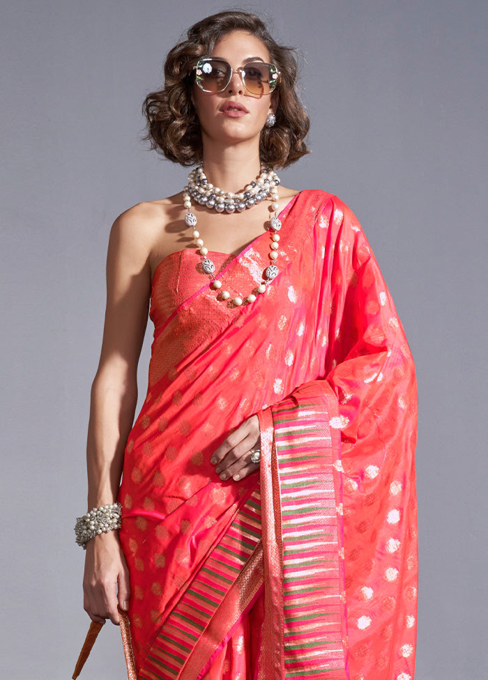 Pink Spun Silk Saree With Blouse Piece Buy Cheap For Cheap