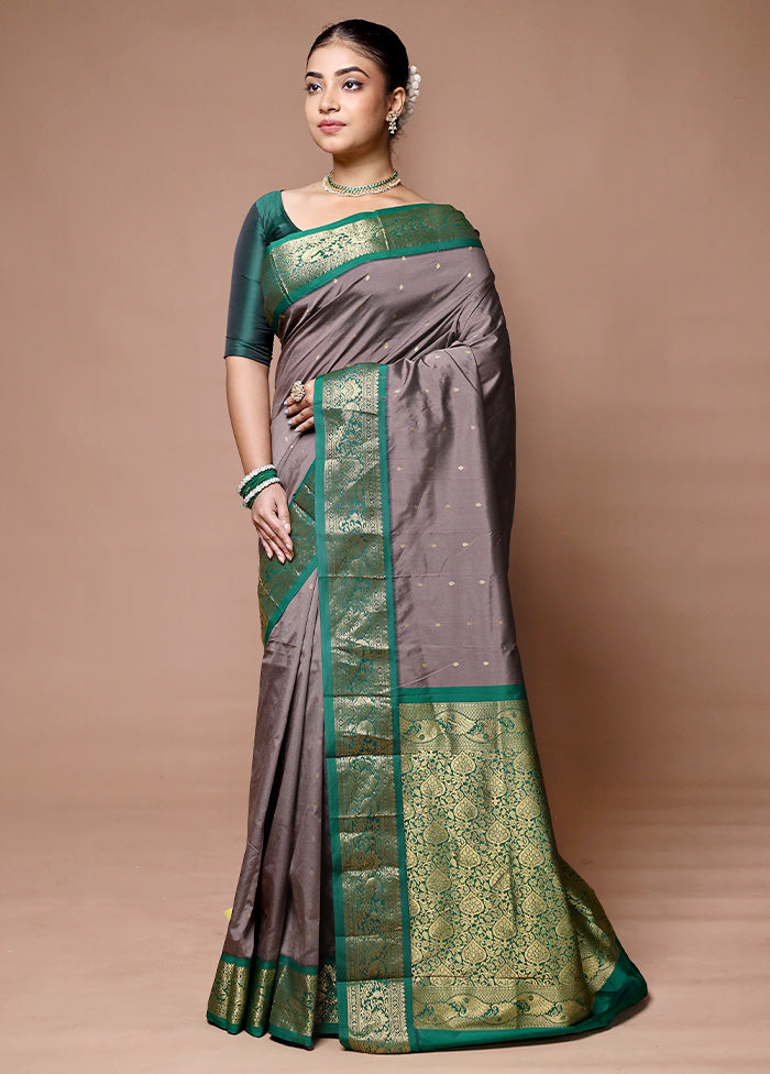 Grey Kanjivaram Silk Saree With Blouse Piece Limited Edition