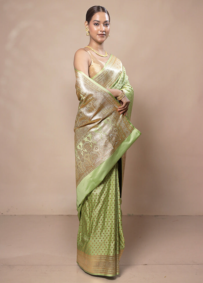 Green Banarasi Silk Saree With Blouse Piece Discount Eastbay