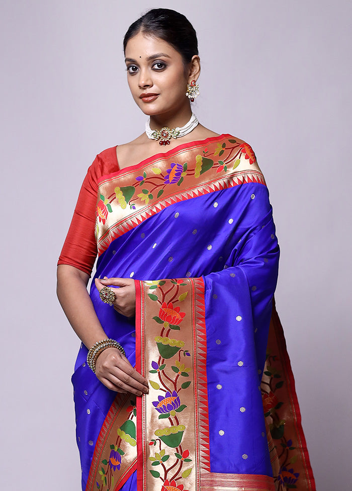 Blue Katan Silk Saree With Blouse Piece High Quality For Sale