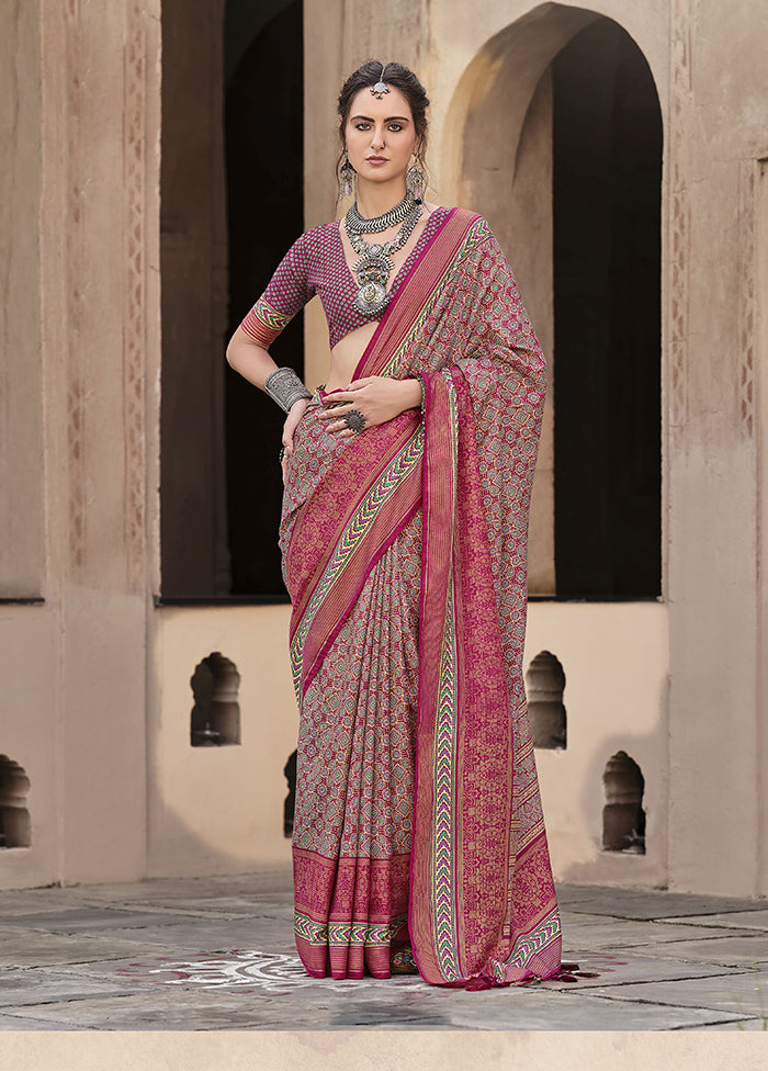 Pink Spun Silk Saree With Blouse Piece Buy Cheap Browse