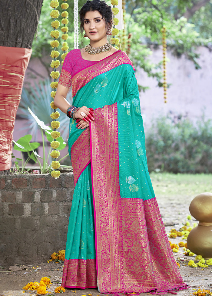 Teal Blue Dupion Silk Saree With Blouse Piece Buy Online Cheap Pice