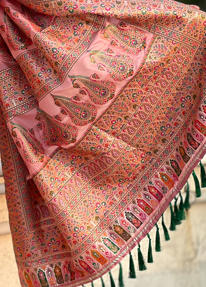 Pink Pasmina Silk Saree With Blouse Piece Best Place To Buy Online