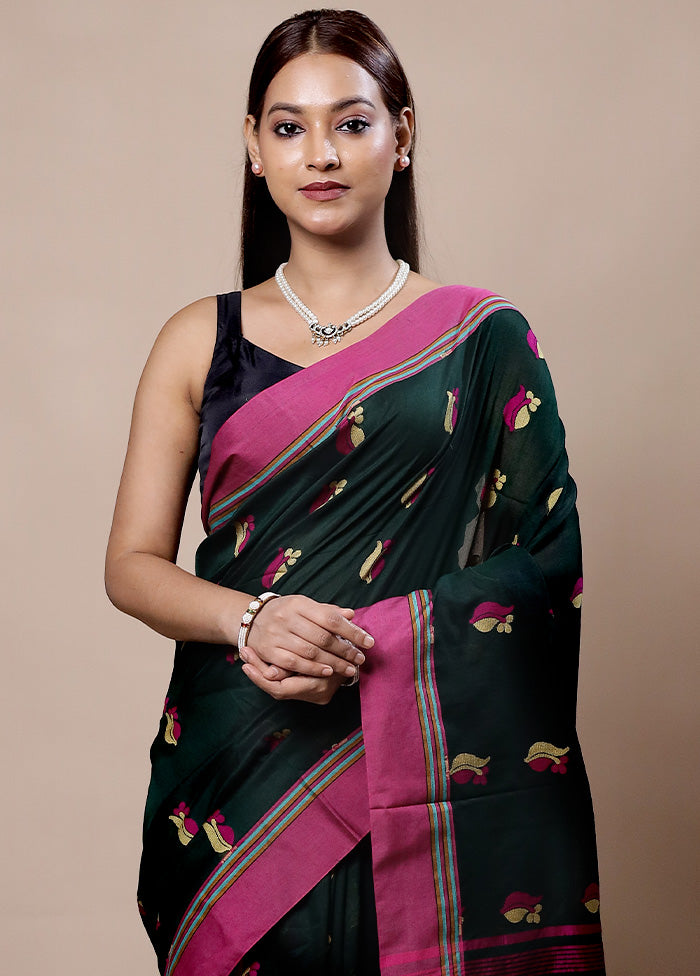 Green Khadi Cotton Saree With Blouse Piece Good Selling Sale Online