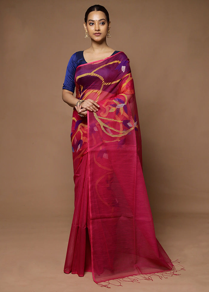 Pink Matka Silk Saree With Blouse Piece Cheap Sale Store