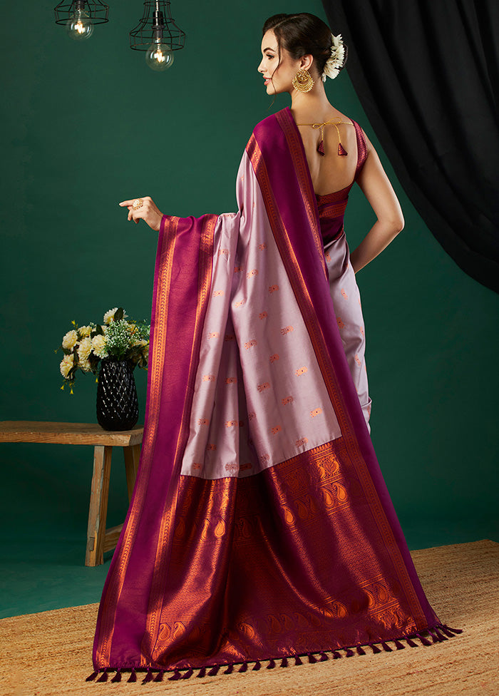 Pink Banarasi Silk Saree With Blouse Piece Pices Online