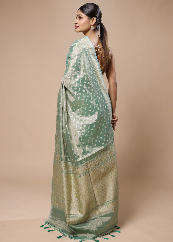 Green Tissue Silk Saree With Blouse Piece Buy Cheap With Credit Card