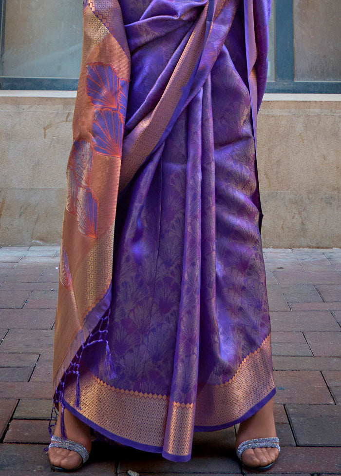 Purple Organza Saree With Blouse Piece For Sale For Sale