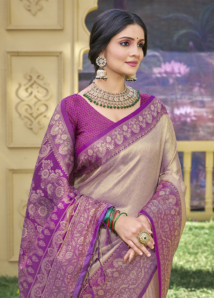 Grey Spun Silk Saree With Blouse Piece Best Pices Online