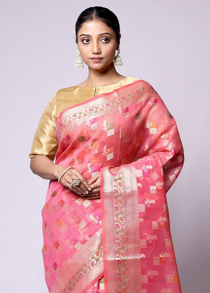 Pink Kora Silk Saree With Blouse Piece In China Sale Online