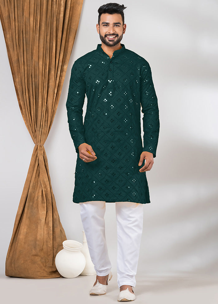 Green Cotton Kurta And Pajama Set For Sale Sale Online