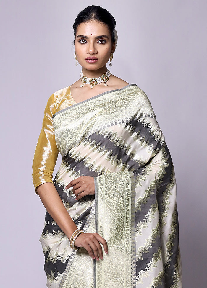 Grey Uppada Silk Saree With Blouse Piece Discount With Mastercard