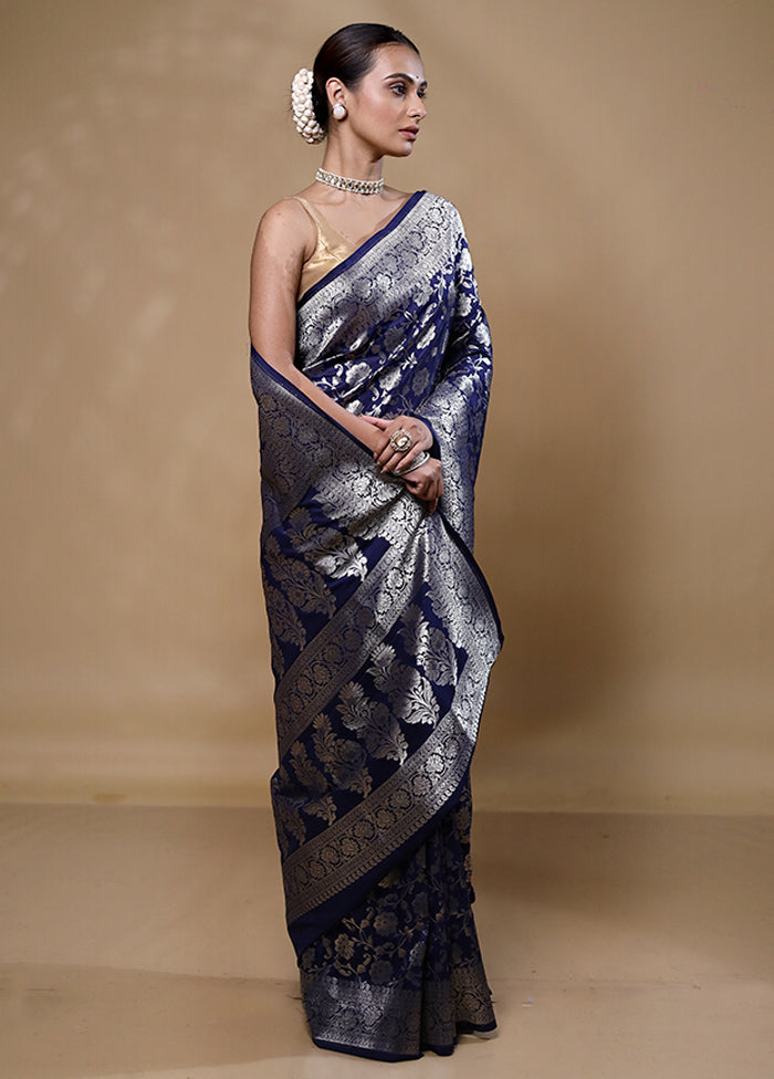 Blue Uppada Silk Saree With Blouse Piece Get To Buy Cheap Online