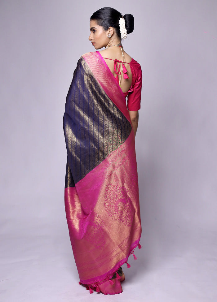 Blue Dupion Silk Saree With Blouse Piece Cheap For Nice