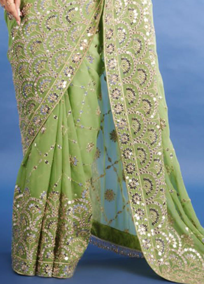 Green Georgette Saree With Blouse Piece Amazon Footaction