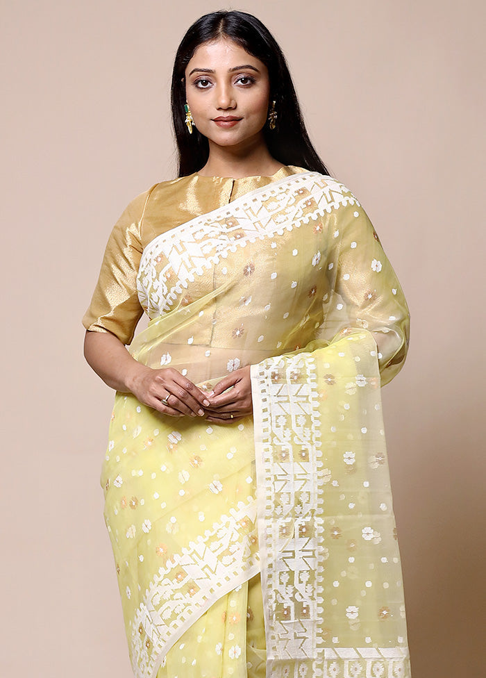 Yellow Pure Tant Jamdani Saree Without Blouse Piece Buy Cheap Pices