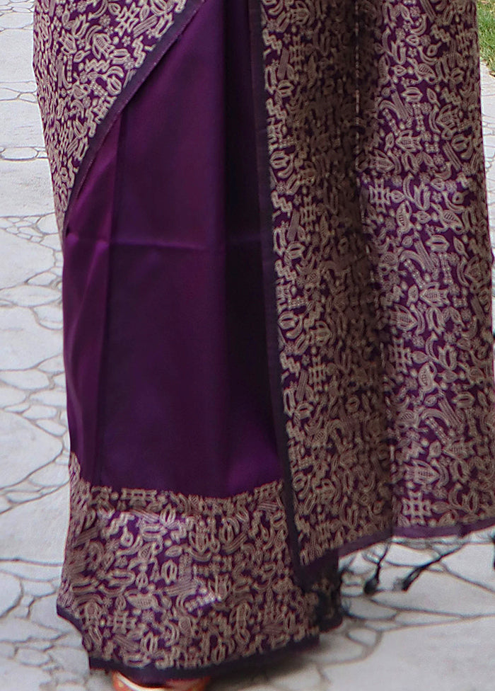 Purple Spun Silk Saree With Blouse Piece Outlet Manchester