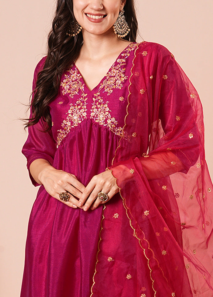 3 Pc Pink Readymade Silk Dupatta Suit Set Buy Cheap 2025 Newest