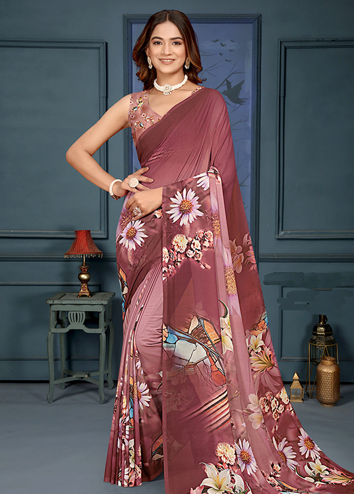 Pink Spun Silk Saree With Blouse Piece Latest Cheap Online