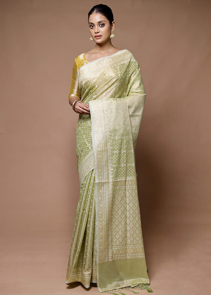 Green Tissue Silk Saree With Blouse Piece Low Pice Fee Shipping Sale Online