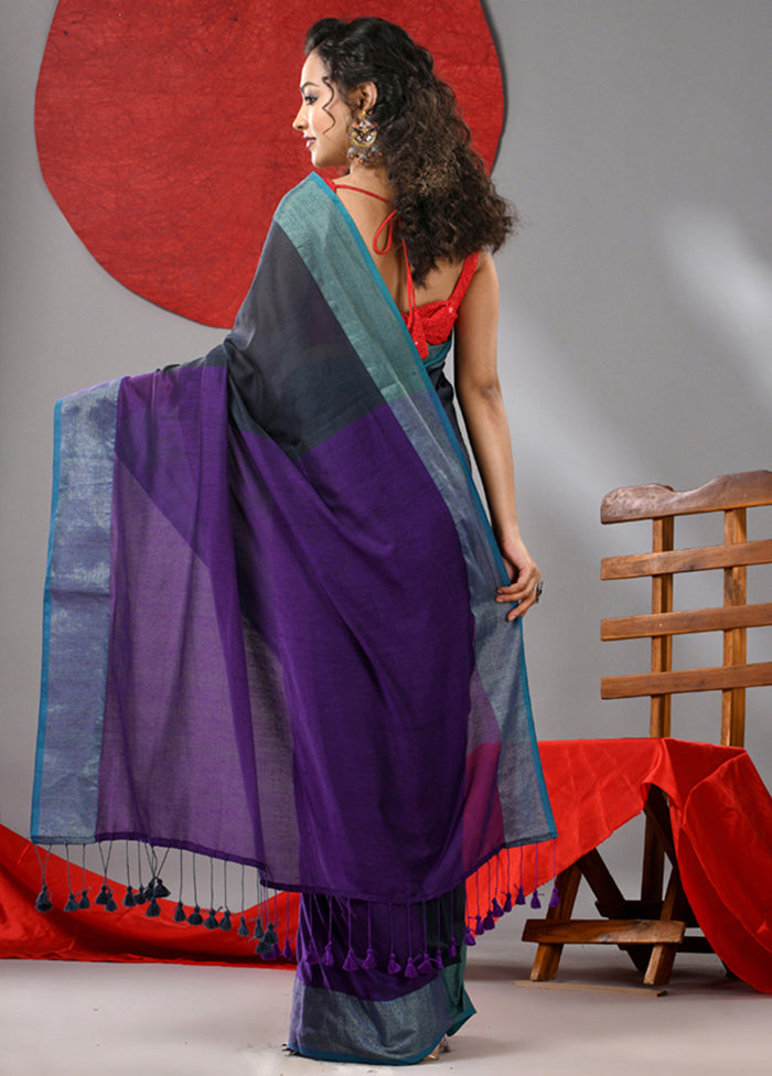 Grey Cotton Saree With Blouse Piece Fashion Style Cheap Online