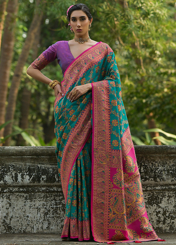 Rama Pasmina Silk Saree With Blouse Piece Buy Cheap Pre Order