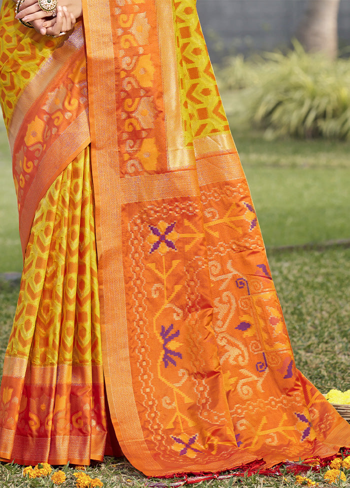 Yellow Spun Silk Saree With Blouse Piece Discount Codes Really Cheap