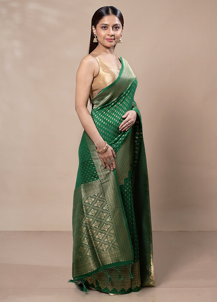 Green Dupion Silk Saree With Blouse Piece Outlet Supply