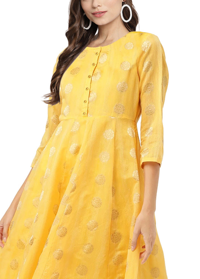 Yellow Readymade Chanderi Kurti Footlocker Finishline Online