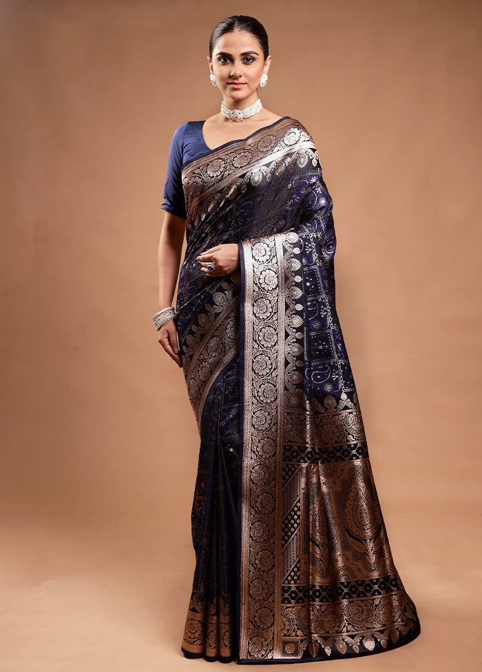 Blue Tanchoi Silk Saree With Blouse Piece From China Sale Online