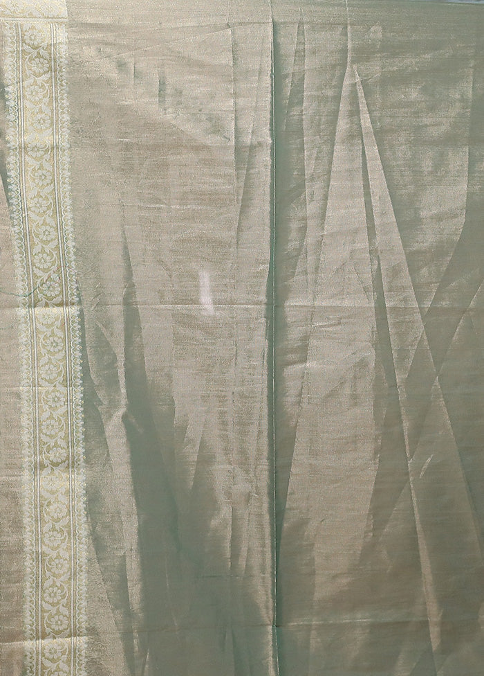 Green Tissue Silk Saree With Blouse Piece Clearance Big Discount