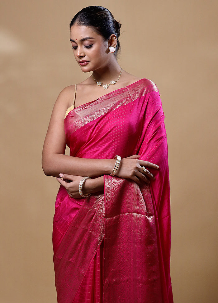 Pink Dupion Silk Saree With Blouse Piece Cheap Geniue Stockist