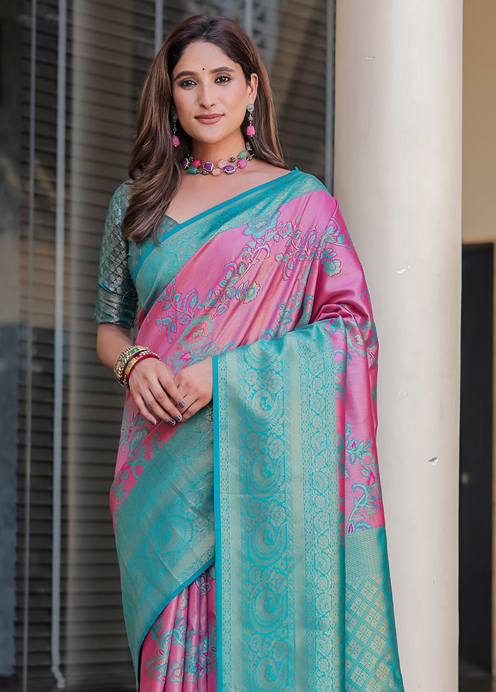 Pink Spun Silk Saree With Blouse Piece For Sale Online