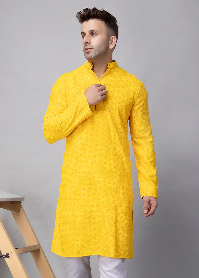 2 Pc Yellow Viscose Kurta Pajama Set Sale Cheapest Pice