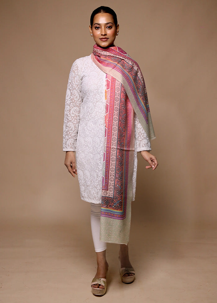 Pink Butta Work With Zari Woven Border Shawl Buy Cheap 2025