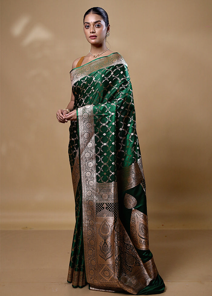 Green Banarasi Silk Saree With Blouse Piece Outlet Largest Supplier