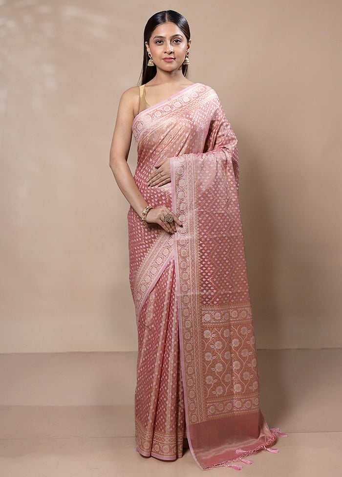 Pink Tissue Silk Saree With Blouse Piece Buy Cheap Reliable