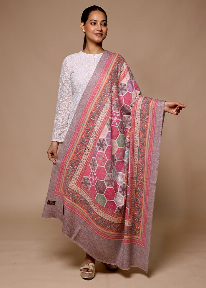 Pink Butta Work With Zari Woven Border Shawl Pices Online