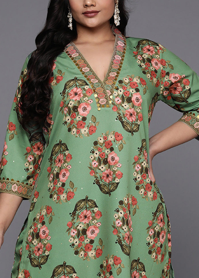 2 Pc Green Readymade Silk Kurti Set Discount 2025