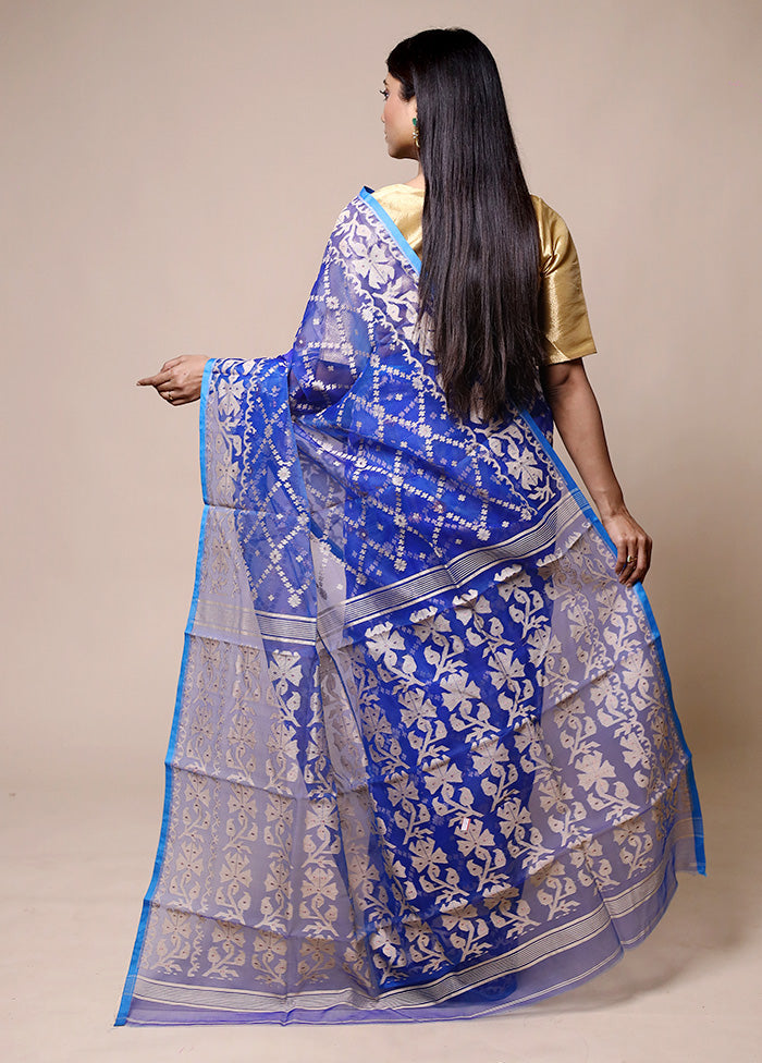 Blue Pure Tant Jamdani Saree Without Blouse Piece Buy Cheap Many Kinds Of